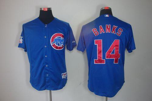 Cubs #14 Ernie Banks Blue Cool Base Stitched MLB Jersey - Click Image to Close